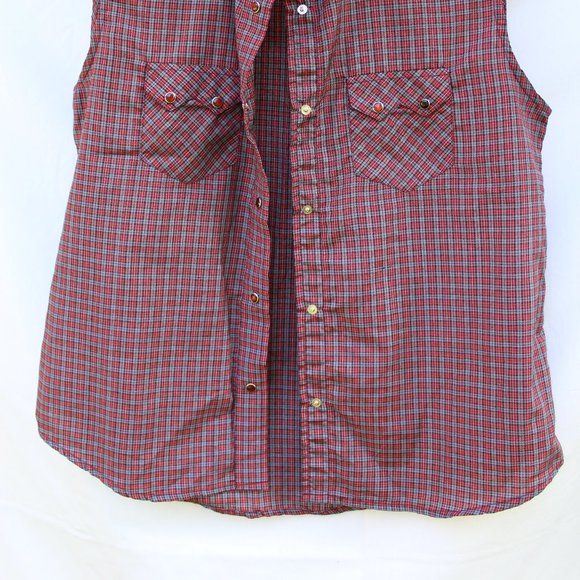 Crazy Cowgirl Snap Button Sleeveless Shirt Sz M - Picture 2 of 5